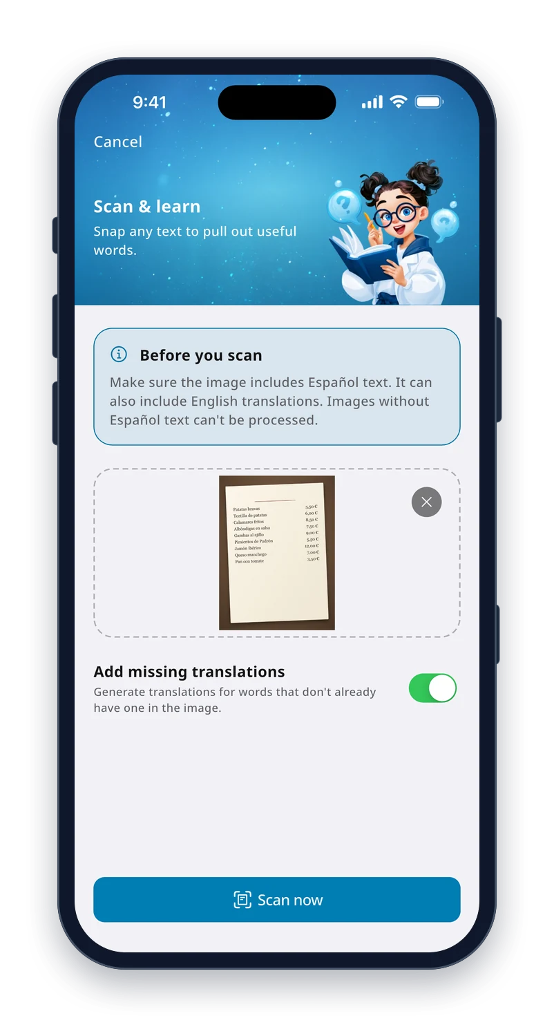 LinguaTeach — Import from Image